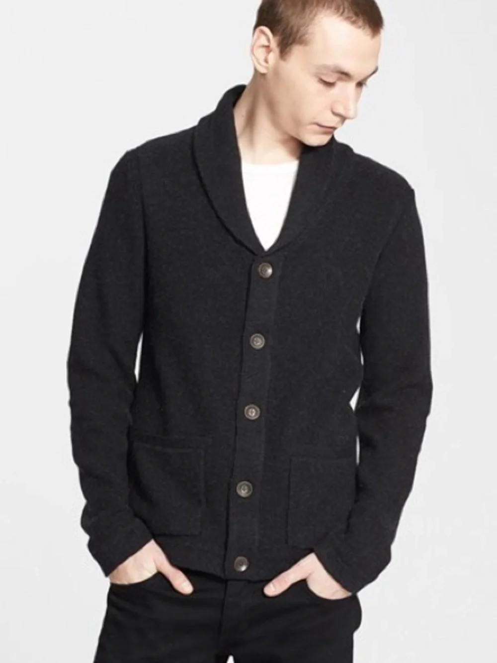 Banana Republic Men's Charcoal Shawl-Collar Cardigan